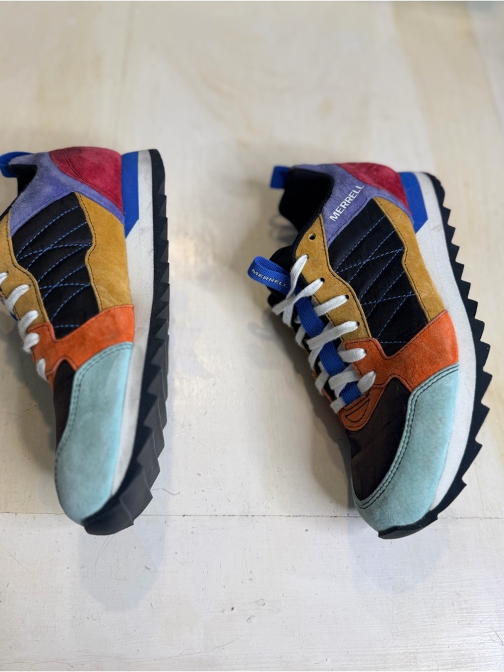 Merrell Women’s Blue, Orange & Mint Suede Accent Sneakers - Picture 2 of 7